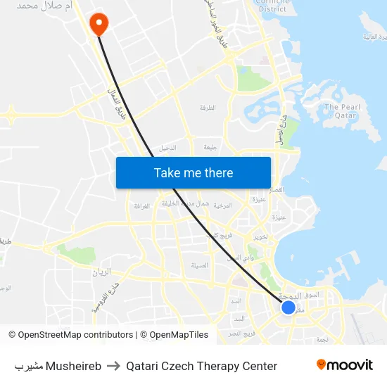 مشيرب Musheireb to Qatari Czech Therapy Center map