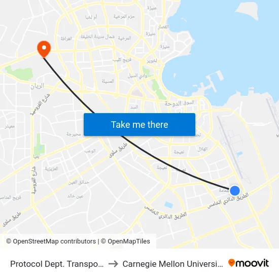 Protocol Dept. Transport Section to Carnegie Mellon University In Qatar map