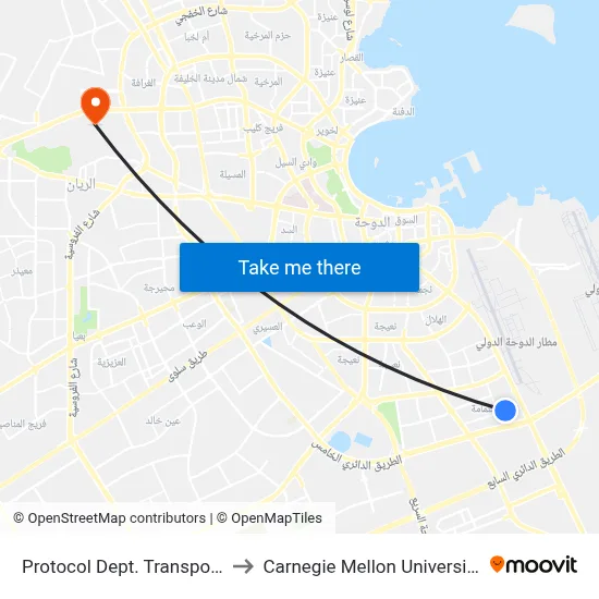 Protocol Dept. Transport Section to Carnegie Mellon University in Qatar map