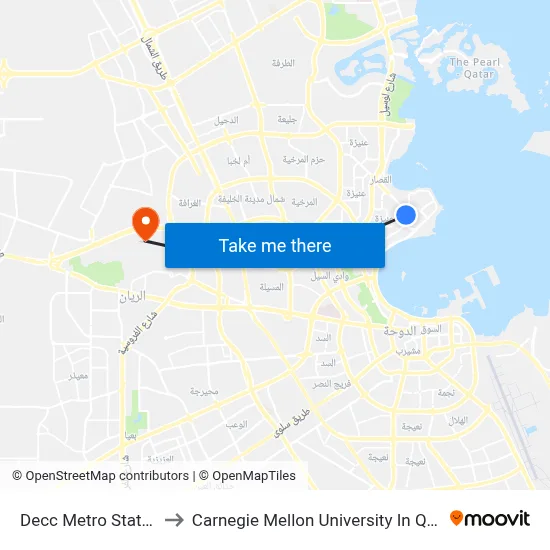 Decc Metro Station to Carnegie Mellon University In Qatar map