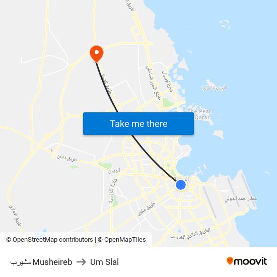 مشيرب Musheireb to Um Slal map