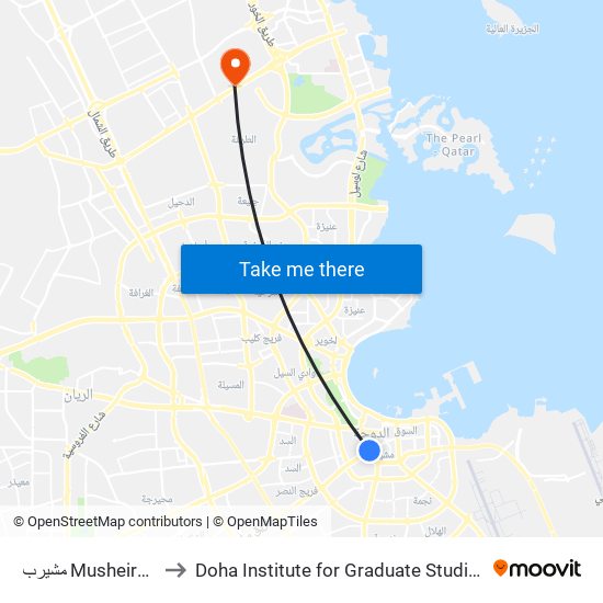 مشيرب Musheireb to Doha Institute for Graduate Studies map