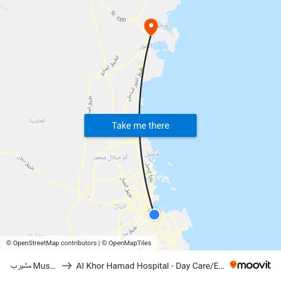 Musheireb to Al Khor Hamad Hospital - Day Care / Endoscopy Unit map