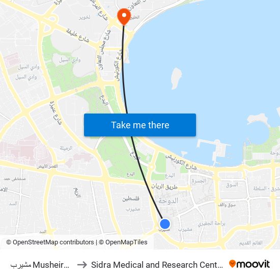 مشيرب Musheireb to Sidra Medical and Research Centre map