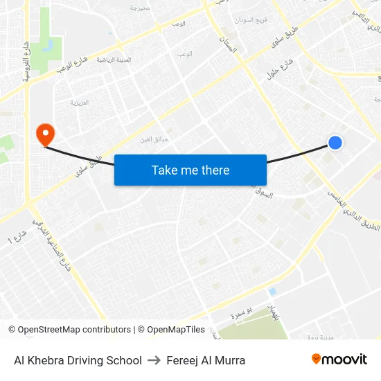 Al Khebra Driving School to Fereej Al Murra map