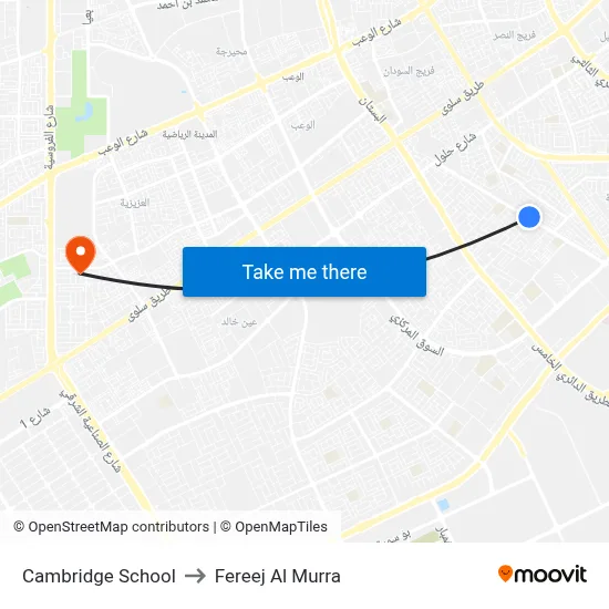 Cambridge School to Fereej Al Murra map