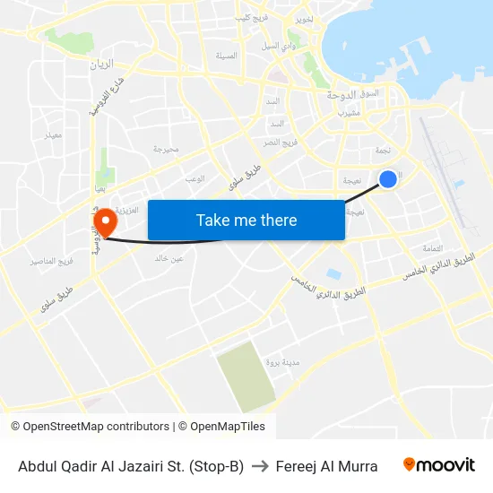 Abdul Qadir Al Jazairi St. (Stop-B) to Fereej Al Murra map