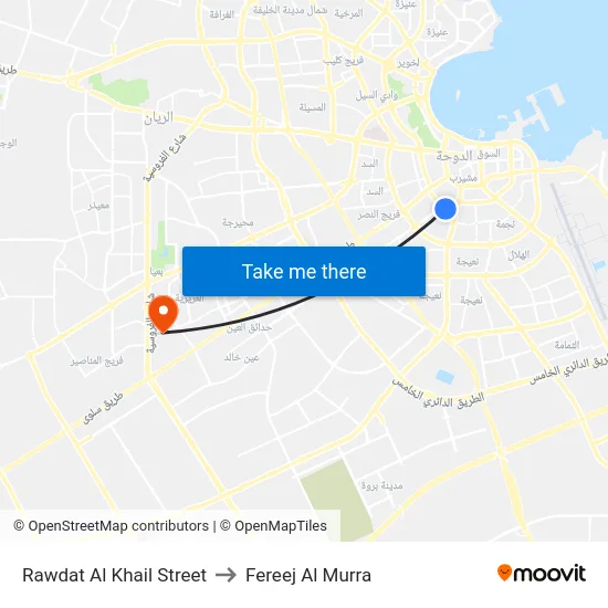 Rawdat Al Khail Street to Fereej Al Murra map