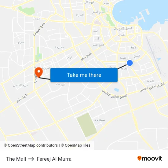 The Mall to Fereej Al Murra map