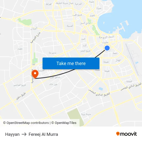 Hayyan to Fereej Al Murra map