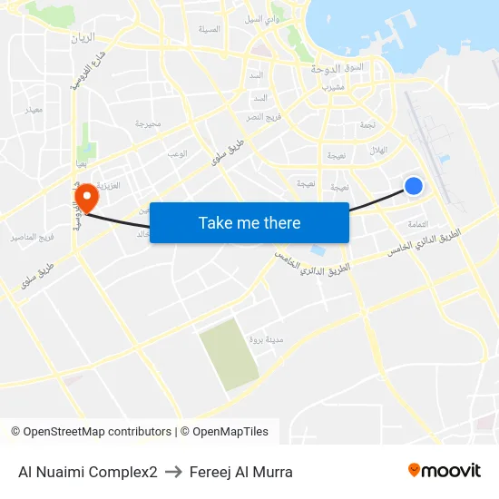 Al Nuaimi Complex2 to Fereej Al Murra map