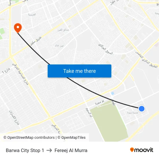 Barwa City Stop 1 to Fereej Al Murra map