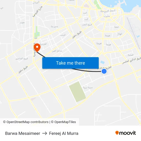 Barwa Mesaimeer to Fereej Al Murra map