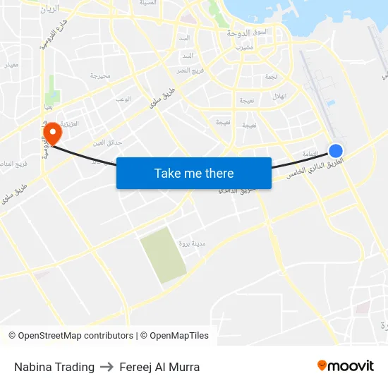 Nabina Trading to Fereej Al Murra map