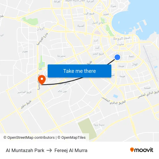 Al Muntazah Park to Fereej Al Murra map