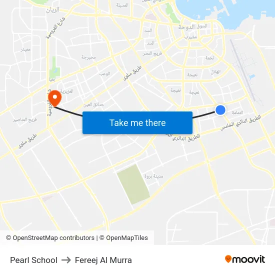 Pearl School to Fereej Al Murra map