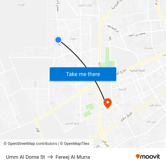 Umm Al Dome St to Fereej Al Murra map