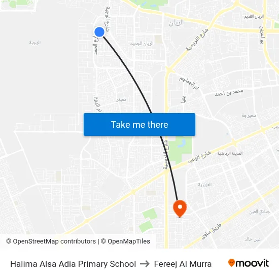 Halima Alsa Adia Primary School to Fereej Al Murra map