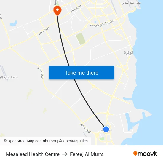 Mesaieed Health Centre to Fereej Al Murra map