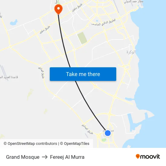 Grand Mosque to Fereej Al Murra map