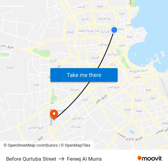 Before Qurtuba Street to Fereej Al Murra map