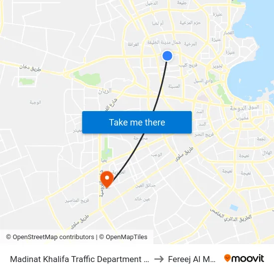 Madinat Khalifa Traffic Department - Mot to Fereej Al Murra map