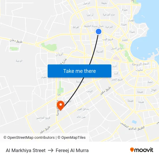 Al Markhiya Street to Fereej Al Murra map