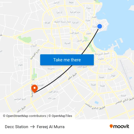 Decc Station to Fereej Al Murra map