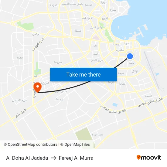 Al Doha Al Jadeda to Fereej Al Murra map