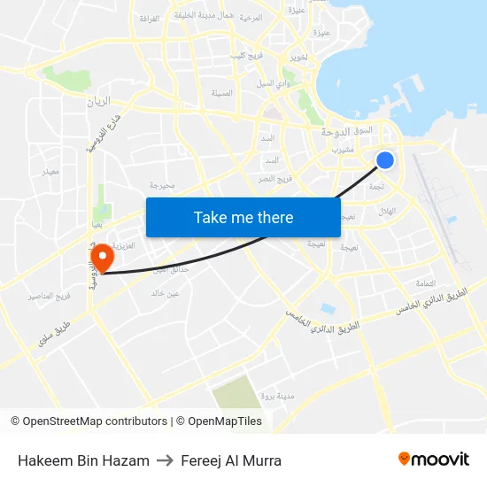 Hakeem Bin Hazam to Fereej Al Murra map