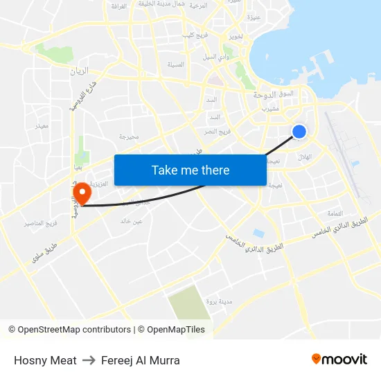 Hosny Meat to Fereej Al Murra map