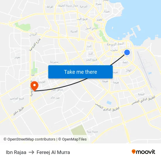 Ibn Rajaa to Fereej Al Murra map