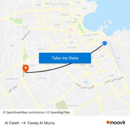 Al Fateh to Fereej Al Murra map