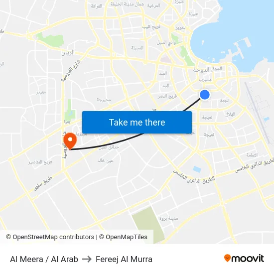 Al Meera / Al Arab to Fereej Al Murra map