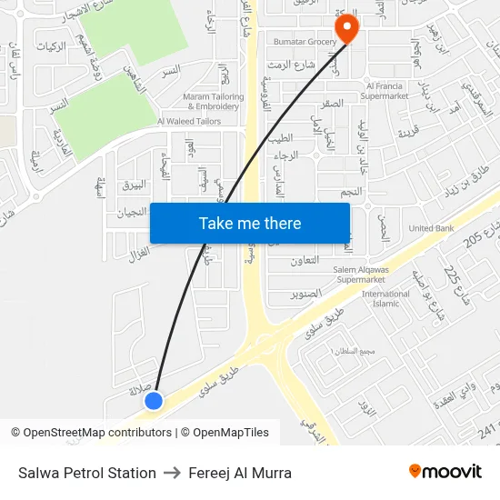 Salwa Petrol Station to Fereej Al Murra map