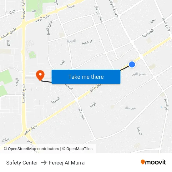 Safety Center to Fereej Al Murra map