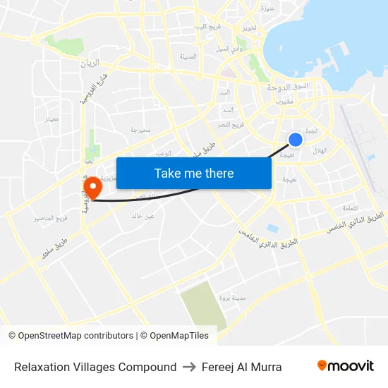 Relaxation Villages Compound to Fereej Al Murra map