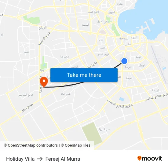 Holiday Villa to Fereej Al Murra map