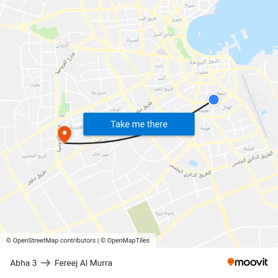 Abha 3 to Fereej Al Murra map