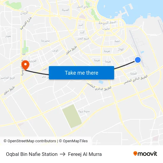 Oqbal Bin Nafie Station to Fereej Al Murra map