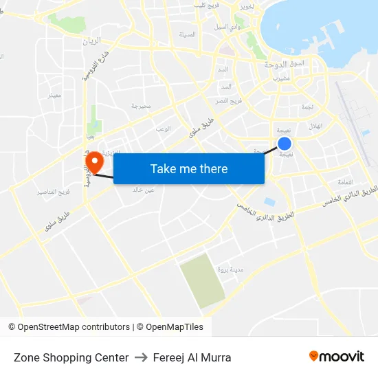 Zone Shopping Center to Fereej Al Murra map