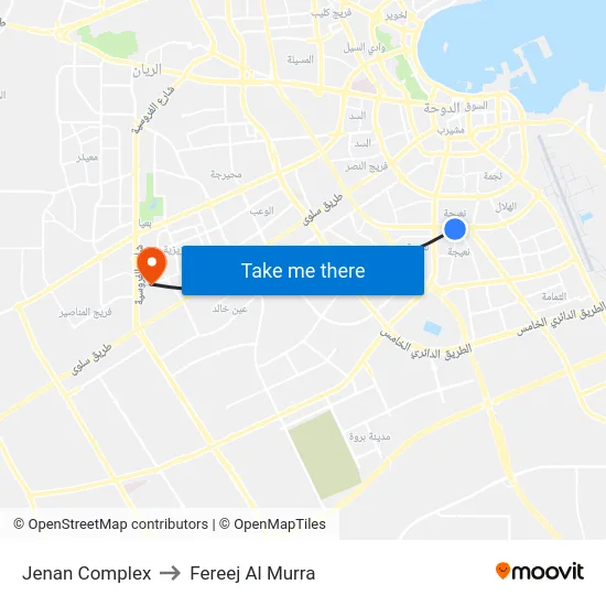 Jenan Complex to Fereej Al Murra map