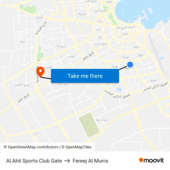 Al Ahli Sports Club Gate to Fereej Al Murra map