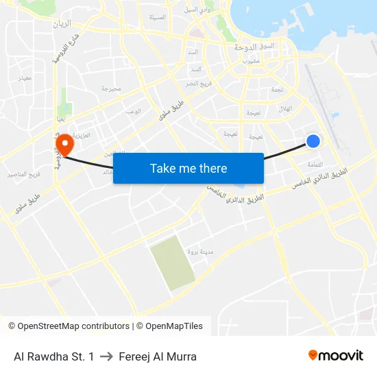 Al Rawdha St. 1 to Fereej Al Murra map
