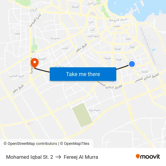 Mohamed Iqbal St. 2 to Fereej Al Murra map