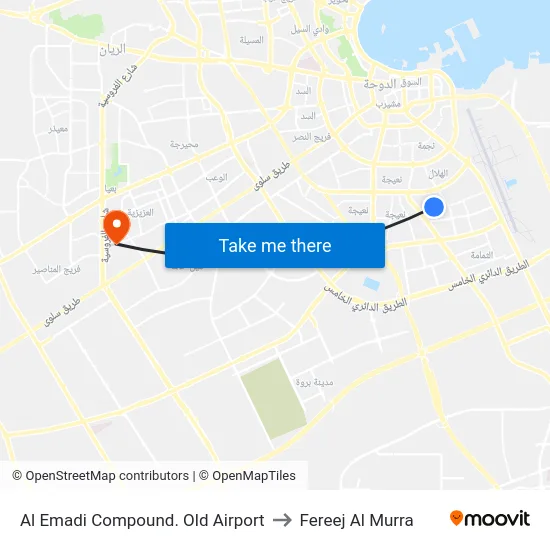 Al Emadi Compound. Old Airport to Fereej Al Murra map