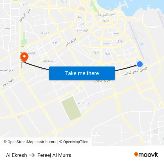 Al Ekresh to Fereej Al Murra map