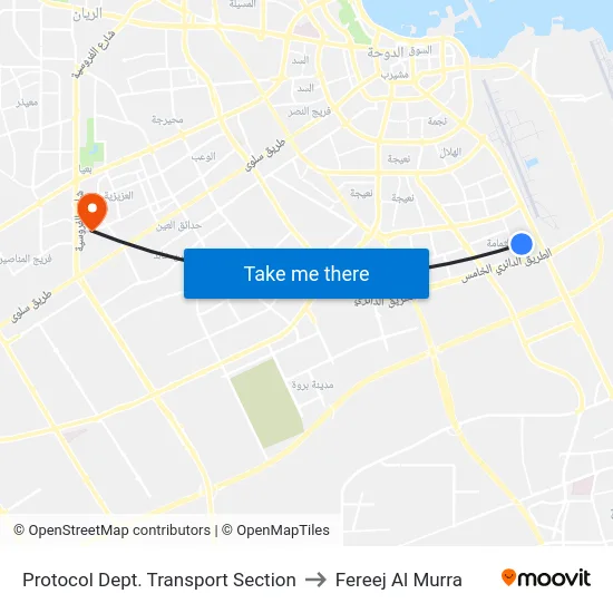 Protocol Dept. Transport Section to Fereej Al Murra map