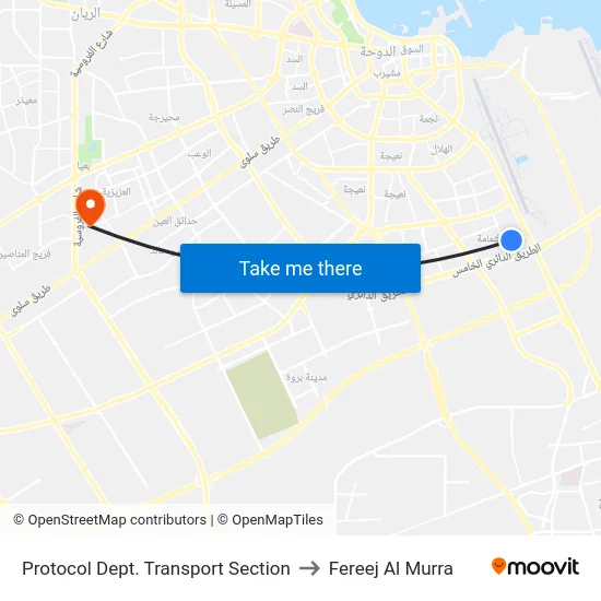 Protocol Dept. Transport Section to Fereej Al Murra map