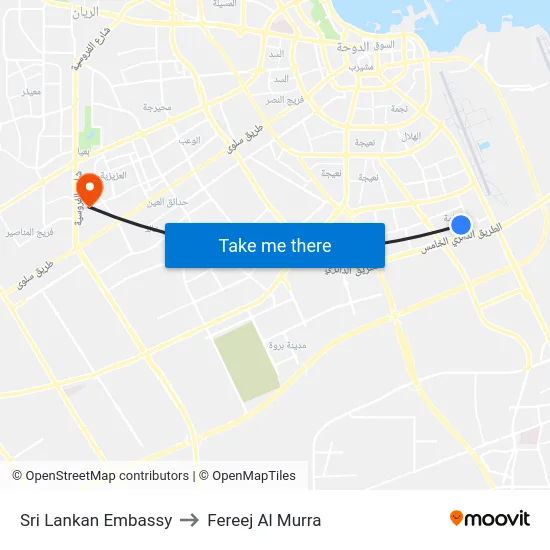 Sri Lankan Embassy to Fereej Al Murra map